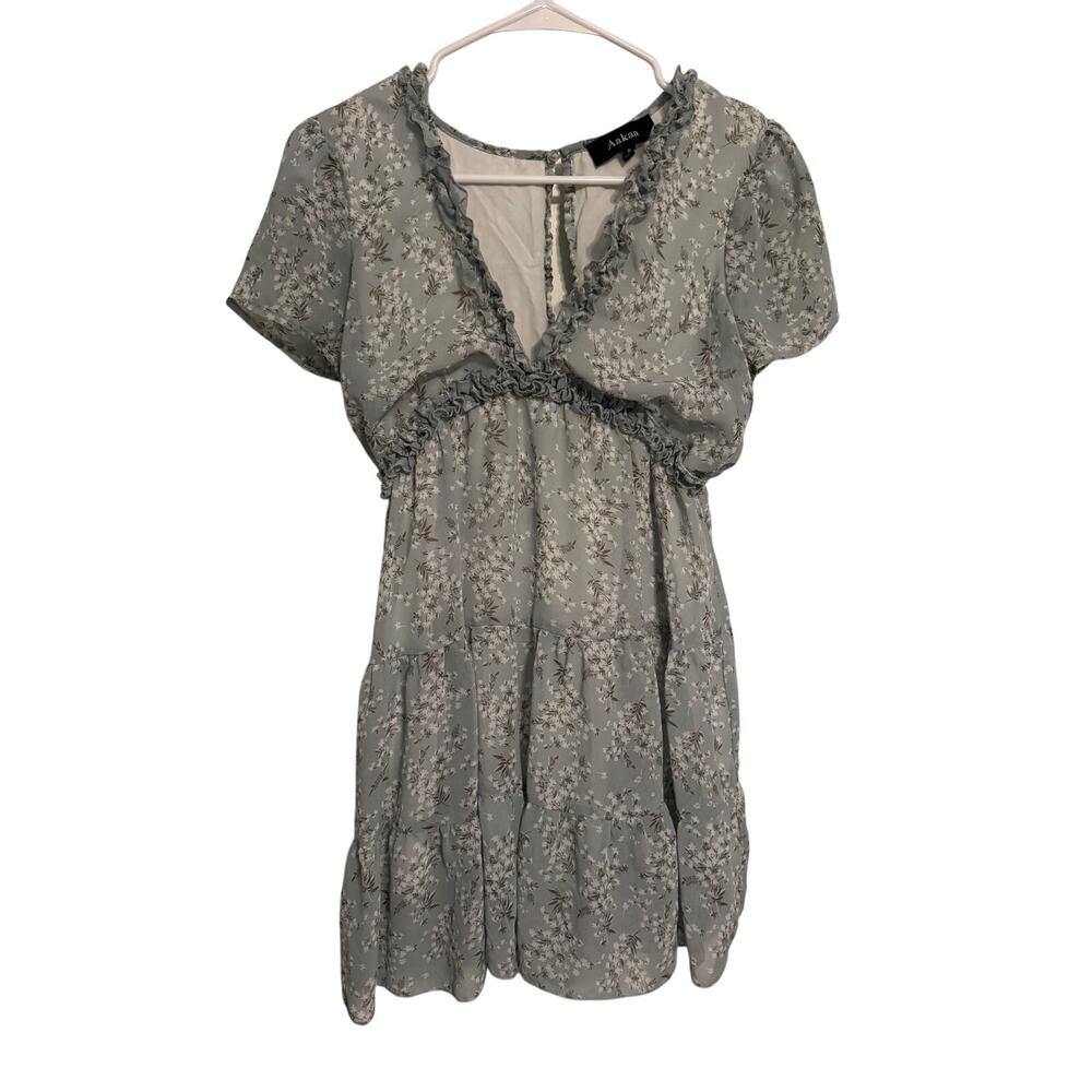 Aakaa Floral Ruffle Mini Dress - Size Small